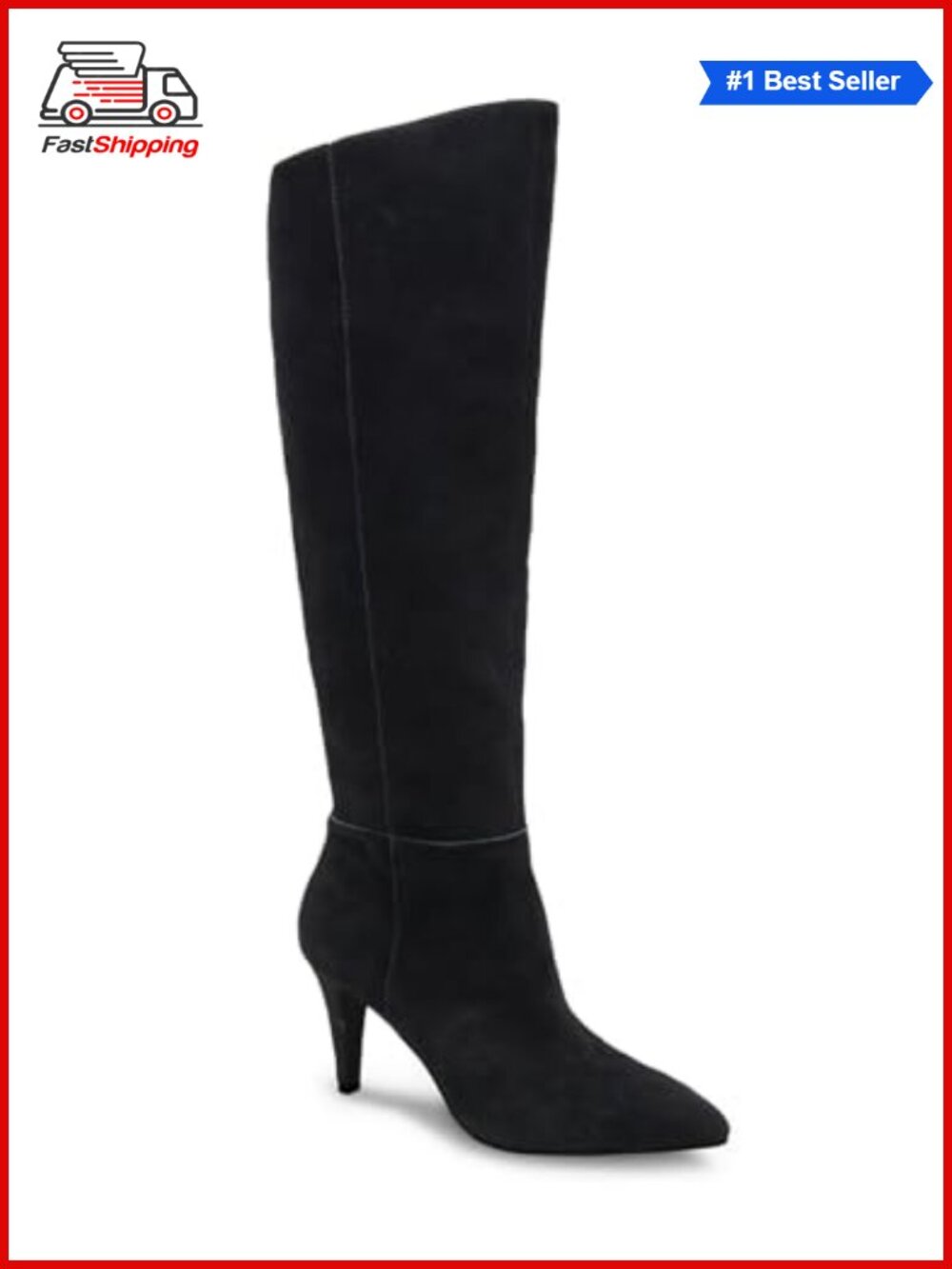 ✨ Coutgo Faux Suede Knee High Wide Calf Stiletto Boots